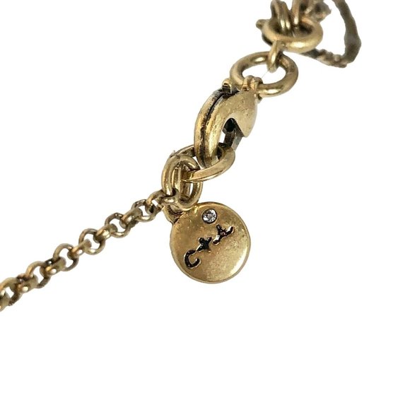 Chloe + Isabel 3 Part Convertible Necklace Crystals Brass Leaf EUC - Picture 9 of 10